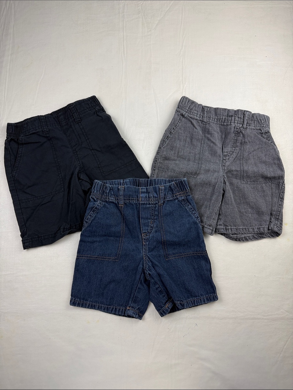 Circo 3-Pack Kids Elastic Waist Shorts Black Gray Denim Size 4T